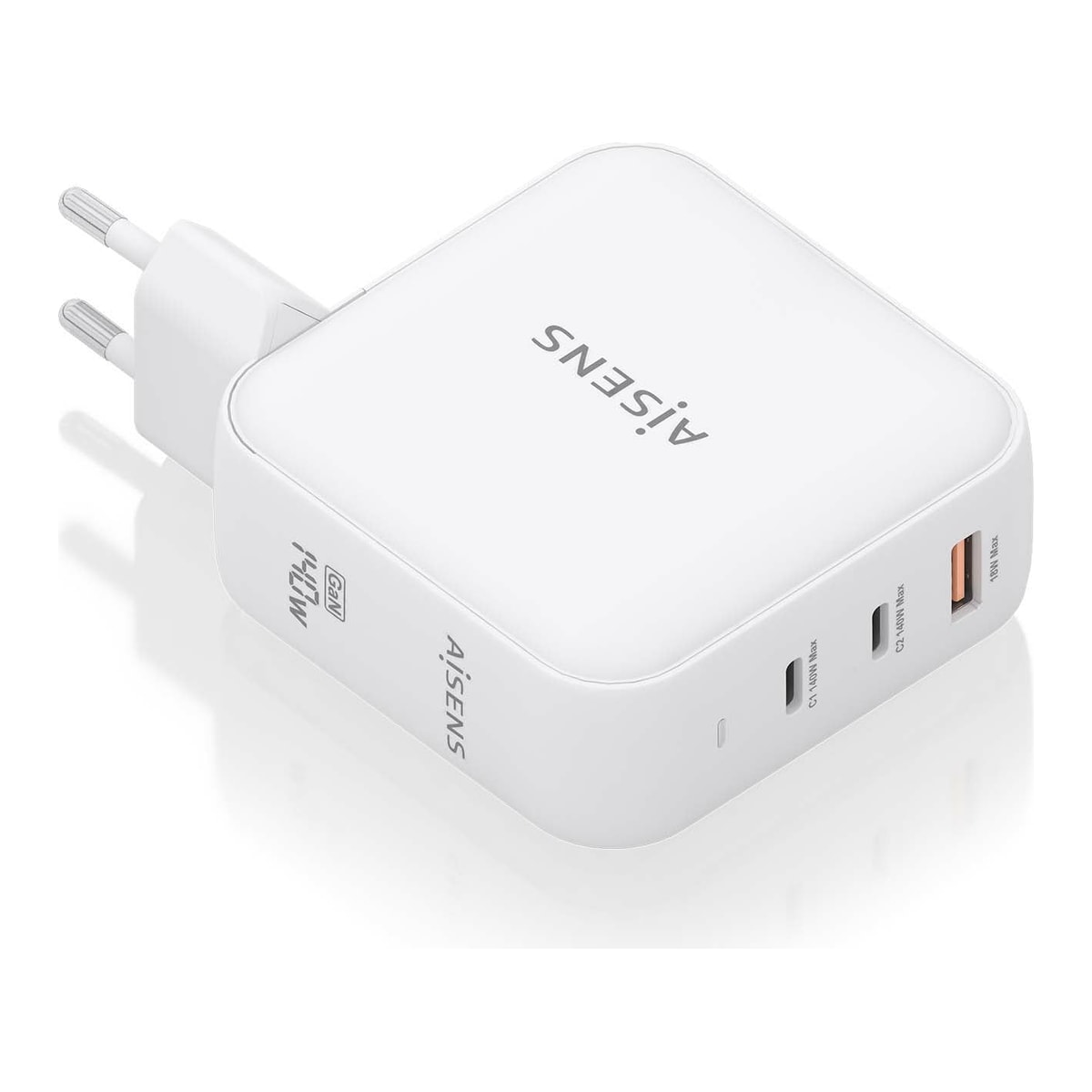 Esfregador de parede Aisens ASCH-140W3P030-W/ 2xUSB Type-C/ 1xUSB/ 140W GaN
